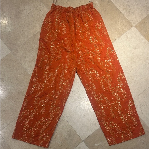 Forte Forte Orange Floral Print Pants with gold thread - Picture 4 of 5